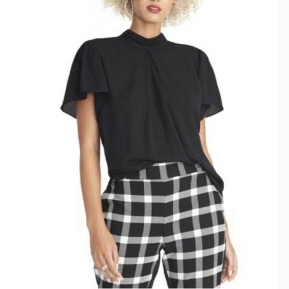 RACHEL Rachel Roy Tops - Rachel Roy Short/Cap Sleeves Black Blouse Size XL